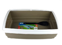 Huisdierentoilet met schep / kattenbak - Bruin / Wit - Kunststof - 54 x 40 x 15 cm - Rechthoek Huisdierentoilet met schep / kattenbak - Bruin / Wit - Kunststof - 54 x 40 x 15 cm - Rechthoek