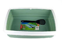 Huisdierentoilet met schep / kattenbak - Mintgroen / Wit - Kunststof - 54 x 40 x 15 cm - Rechthoek Huisdierentoilet met schep / kattenbak - Mintgroen / Wit - Kunststof - 54 x 40 x 15 cm - Rechthoek