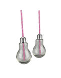Gloeilamp drinkglas met rietje DIANA - Roze / Transparant - Glas - 250 ml - Set van 2 Gloeilamp drinkglas met rietje DIANA - Roze / Transparant - Glas - 250 ml - Set van 2