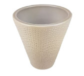 Pot met relief ROOS - Taupe - Keramiek - Ø 14 x h 16.5 cm Pot met relief ROOS - Taupe - Keramiek - Ø 14 x h 16.5 cm