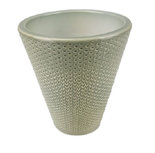 Pot met relief ROOS - Groen - Keramiek - Ø 14 x h 16.5 cm Pot met relief ROOS - Groen - Keramiek - Ø 14 x h 16.5 cm