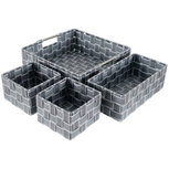 Opbergmanden HANNEKE - Geweven lint - Grijs / Wit - Set van 4 Opbergmanden HANNEKE - Geweven lint - Grijs / Wit - Set van 4