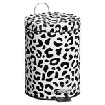 Pedaalemmer met luipaad print FELICITY - Zwart / Wit - h 28 cm - Rond - 5L Pedaalemmer met luipaad print FELICITY - Zwart / Wit - h 28 cm - Rond - 5L