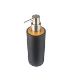 Luxe zeepdispenser met bamboe - Zwart / Bruin - Kunststof / Bamboe - Ø 6.5 x h 19.5 cm Luxe zeepdispenser met bamboe - Zwart / Bruin - Kunststof / Bamboe - Ø 6.5 x h 19.5 cm