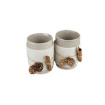 Deco potje NORWIN - Taupe / Wit - Set van 2 Deco potje NORWIN - Taupe / Wit - Set van 2