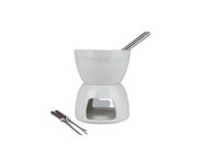Kaas / chocolade fondue incl 4 prikkers - Wit / Zilver - Ø 12 x h 15 cm - 200 ml Kaas / chocolade fondue incl 4 prikkers - Wit / Zilver - Ø 12 x h 15 cm - 200 ml