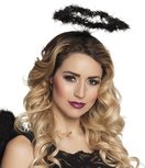 4x Engeltjes diademen zwart met veren halo - Engel verkleed diadeem/hoofdband/tiara 4x Engeltjes diademen zwart met veren halo - Engel verkleed diadeem/hoofdband/tiara