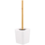 Bamboe Toiletborstel ARTHUR - Wit / Bruin - Kunststof / Bamboe - 9 x 9 x 40 cm - WC borstel in houder Bamboe Toiletborstel ARTHUR - Wit / Bruin - Kunststof / Bamboe - 9 x 9 x 40 cm - WC borstel in houder