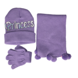 Princess Muts, Sjaal & Handschoenen - Paars - Meisjes - Polyester Princess Muts, Sjaal & Handschoenen - Paars - Meisjes - Polyester