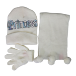 Princess Muts, Sjaal & Handschoenen - Wit - Meisjes - Polyester Princess Muts, Sjaal & Handschoenen - Wit - Meisjes - Polyester