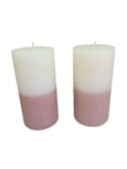 Kaars rustiek BAILEY - Wit / Roze - Paraffine - Ø 6.5 cm x h 13 cm - Set van 2 Kaars rustiek BAILEY - Wit / Roze - Paraffine - Ø 6.5 cm x h 13 cm - Set van 2