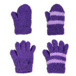 Kinder Wanten En Handschoenen - Paars Met Streep - Polyester - 2 Paar - Assorti Kinder Wanten En Handschoenen - Paars Met Streep - Polyester - 2 Paar - Assorti