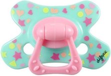 Difrax Fopspeen Dental 6+ maanden - Turqoise / Roze - Sterrtjes / Hartjes Difrax Fopspeen Dental 6+ maanden - Turqoise / Roze - Sterrtjes / Hartjes