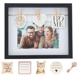 Fotolijst SUZANNE met 3 knijpers - Horizontaal - Zwart - Hout / Glas - 10 x 15 cm - Assorti Fotolijst SUZANNE met 3 knijpers - Horizontaal - Zwart - Hout / Glas - 10 x 15 cm - Assorti