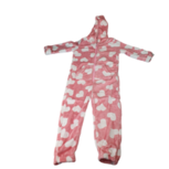Onesie met witte hartjes motief - Roze / Wit - Polyester - Maat 110 / 116 - Meisje Onesie met witte hartjes motief - Roze / Wit - Polyester - Maat 110 / 116 - Meisje