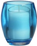 Bolsius Kandelaar Oval light 100/84 Lemon + vulling - Blauw - Glas - Ø 8.5 x h 10 cm - Set van 4 Bolsius Kandelaar Oval light 100/84 Lemon + vulling - Blauw - Glas - Ø 8.5 x h 10 cm - Set van 4