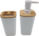 Tandenborstelhouder en zeepdispenser - REMY - Wit - Kunststof Tandenborstelhouder en zeepdispenser - REMY - Wit - Kunststof