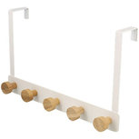 Deurkapstok JAKE - Wit / Bruin - Metaal / Bamboe - 33,2 x 20 x 8 cm Deurkapstok JAKE - Wit / Bruin - Metaal / Bamboe - 33,2 x 20 x 8 cm