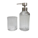 Tandenborstelhouder en zeepdispenser ALEXANDRA - Transparant - Glas Tandenborstelhouder en zeepdispenser ALEXANDRA - Transparant - Glas
