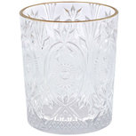 Whiskey glazen met gouden rand KYLE - Met opdruk - Transparant - 300 ml - Set van 2 Whiskey glazen met gouden rand KYLE - Met opdruk - Transparant - 300 ml - Set van 2
