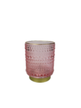 Theelichthouder met goud rand - Roze - Glas - Ø 7 x h 10 cm Theelichthouder met goud rand - Roze - Glas - Ø 7 x h 10 cm
