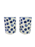 Theelichthouders stippen - Blauw / Wit - Ø 7 cm - Set van 2 Theelichthouders stippen - Blauw / Wit - Ø 7 cm - Set van 2