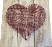 Muurdecoratie Hart - Rood - Hout / Touw - 35 x 35 cm - Met spijkers Muurdecoratie Hart - Rood - Hout / Touw - 35 x 35 cm - Met spijkers