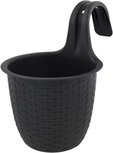 Balkonbak gewoven motief EDEN - Zwart - Kunststof - 18 cm Balkonbak gewoven motief EDEN - Zwart - Kunststof - 18 cm