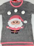 Kersttrui - Kerstman - Grijs / Roze - Polyester - Maat S Kersttrui - Kerstman - Grijs / Roze - Polyester - Maat S