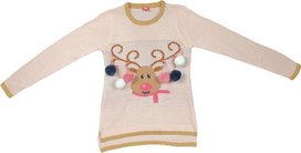 Kersttrui - Rendier - Roze - Polyester - Maat L Kersttrui - Rendier - Roze - Polyester - Maat L