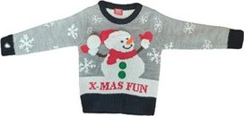 Kinder Kersttrui - Sneeuwpop - Grijs - Polyester - Maat 92-98 Kinder Kersttrui - Sneeuwpop - Grijs - Polyester - Maat 92-98