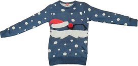 Kersttrui - Kerstman - Donkerblauw - Polyester - Maat L Kersttrui - Kerstman - Donkerblauw - Polyester - Maat L