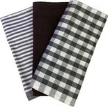 Theedoekset EMIEL - Bruin / Wit - 100% Katoen - l70 x b50 cm - Set van 3 Theedoekset EMIEL - Bruin / Wit - 100% Katoen - l70 x b50 cm - Set van 3