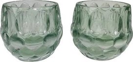 Theelichthouder AALTJE - Transparant Groen - Glas - 9,5 cm x 8 cm - Set van 2 Theelichthouder AALTJE - Transparant Groen - Glas - 9,5 cm x 8 cm - Set van 2