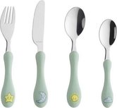 Amefa Kids Kinderbestek - Groen / Zilver - Metaal - 4 Delig Amefa Kids Kinderbestek - Groen / Zilver - Metaal - 4 Delig