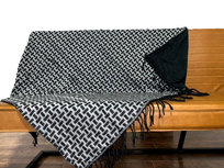 Woondeken KRISTEL - Wol - Zwart - Wit - 130 x 160 cm Woondeken KRISTEL - Wol - Zwart - Wit - 130 x 160 cm