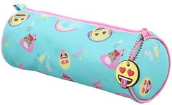 Etui met print - Emoji / Emoticon - verschillende emojis - Blauw / Roze - Rond - met emoji hanger Etui met print - Emoji / Emoticon - verschillende emojis - Blauw / Roze - Rond - met emoji hanger