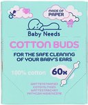 Baby Needs wattenstaafjes - 100% Katoen - 60 stuks Baby Needs wattenstaafjes - 100% Katoen - 60 stuks