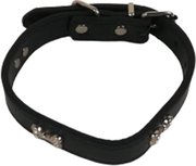 Honden halsband - REX - Zwart - Diamant - Bot - Kunstleer - Verstelbaar - Hond Honden halsband - REX - Zwart - Diamant - Bot - Kunstleer - Verstelbaar - Hond