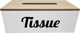 Moderne Tissuebox / Tissuehouder JACKLYN - Strak Design - Wit / Zwart / Lichtbruin - Hout - 25 x 14 x 9 cm Moderne Tissuebox / Tissuehouder JACKLYN - Strak Design - Wit / Zwart / Lichtbruin - Hout - 25 x 14 x 9 cm