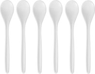 Eierlepel - Wit - Kunststof - Herbruikbaar - 14 x 3 cm - Set van 6 Eierlepel - Wit - Kunststof - Herbruikbaar - 14 x 3 cm - Set van 6