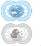 MAM Original Dolfijn / Zeehond- Fopspenen - Blauw / Grijs - Silicone - BPA vrij - 6 + maanden - Set van 2 MAM Original Dolfijn / Zeehond- Fopspenen - Blauw / Grijs - Silicone - BPA vrij - 6 + maanden - Set van 2