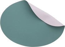 Placemat Kunstleer RODY - Dubbelzijdig - Groen / Grijs - Ovaal - 33 x 45 cm - Set Van 2 Placemat Kunstleer RODY - Dubbelzijdig - Groen / Grijs - Ovaal - 33 x 45 cm - Set Van 2
