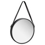Ronde spiegel met lederen band LUUTJE - Zwart - Ø 28 cm Ronde spiegel met lederen band LUUTJE - Zwart - Ø 28 cm