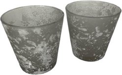 Theelichthouder MORENO - Grijs - Glas - Ø 6.5 x h 6.5 cm - Rond - Set van 2 Theelichthouder MORENO - Grijs - Glas - Ø 6.5 x h 6.5 cm - Rond - Set van 2