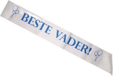 Beste Vader Sjerp - Wit / Blauw - Polyester - 144 x 11 cm - 1 stk - Vaderdag - Decoratie Beste Vader Sjerp - Wit / Blauw - Polyester - 144 x 11 cm - 1 stk - Vaderdag - Decoratie