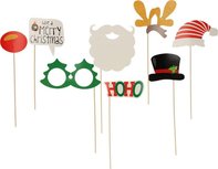 Photo Props - Foto Maskers - Kerst - Multicolor - Papier - Set van 8 Photo Props - Foto Maskers - Kerst - Multicolor - Papier - Set van 8