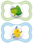 MAM Air Schildpad / Vogel - Fopspenen - Blauw / Groen - Silicone - BPA vrij - 6+ maanden - Set van 2 MAM Air Schildpad / Vogel - Fopspenen - Blauw / Groen - Silicone - BPA vrij - 6+ maanden - Set van 2