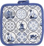 Pannenlap - Pannen - HOLLANDS GLORIE - Blauw / Wit - Katoen - 20x20cm - Hitte lap Pannenlap - Pannen - HOLLANDS GLORIE - Blauw / Wit - Katoen - 20x20cm - Hitte lap