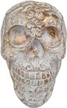 Decoratief beeld Skull - Doodshoofd - Wit / Goud - Kunststof - Halloween - 12 x 13 x 9 cm Decoratief beeld Skull - Doodshoofd - Wit / Goud - Kunststof - Halloween - 12 x 13 x 9 cm